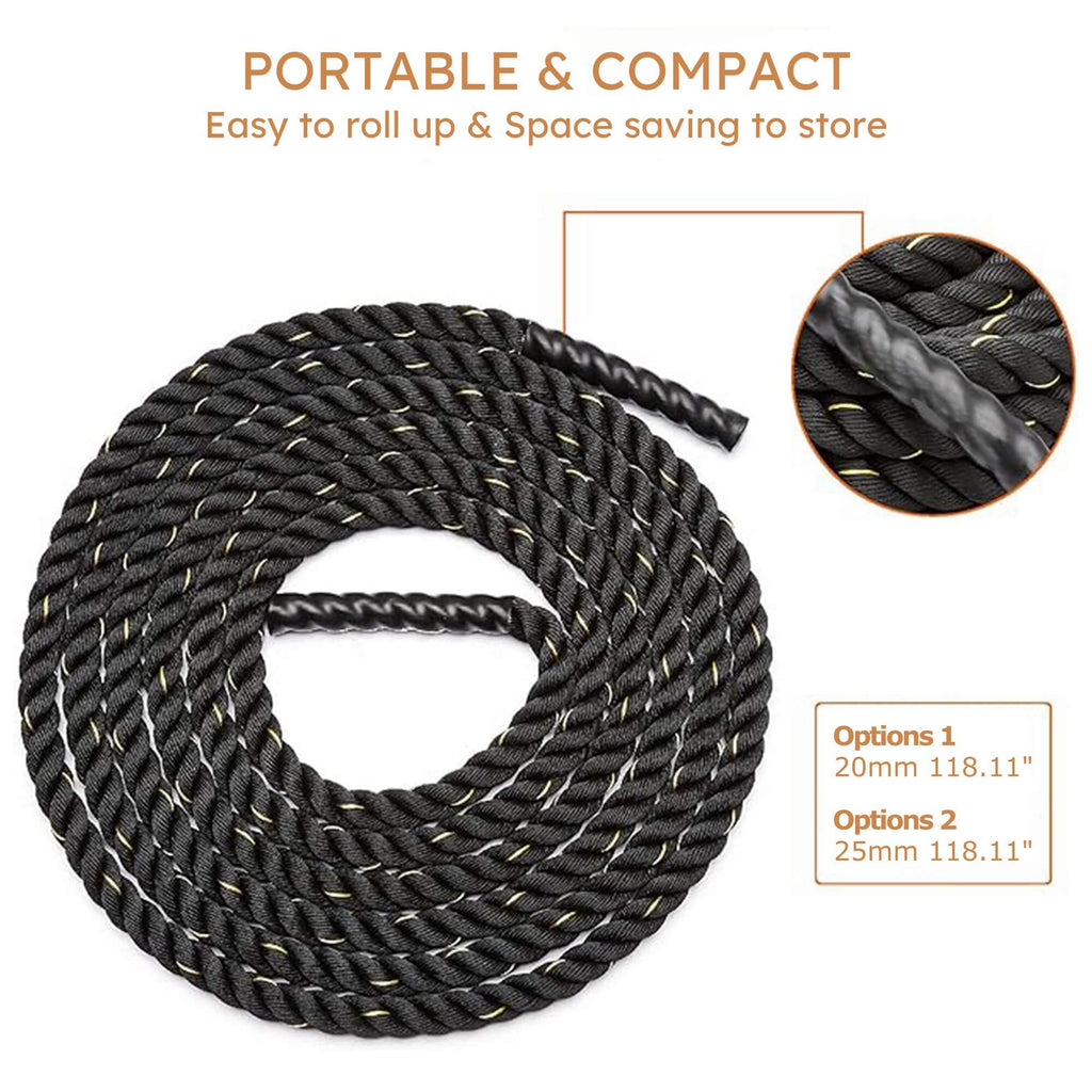19/30FT Battle Rope for Home Gym Fitness Training