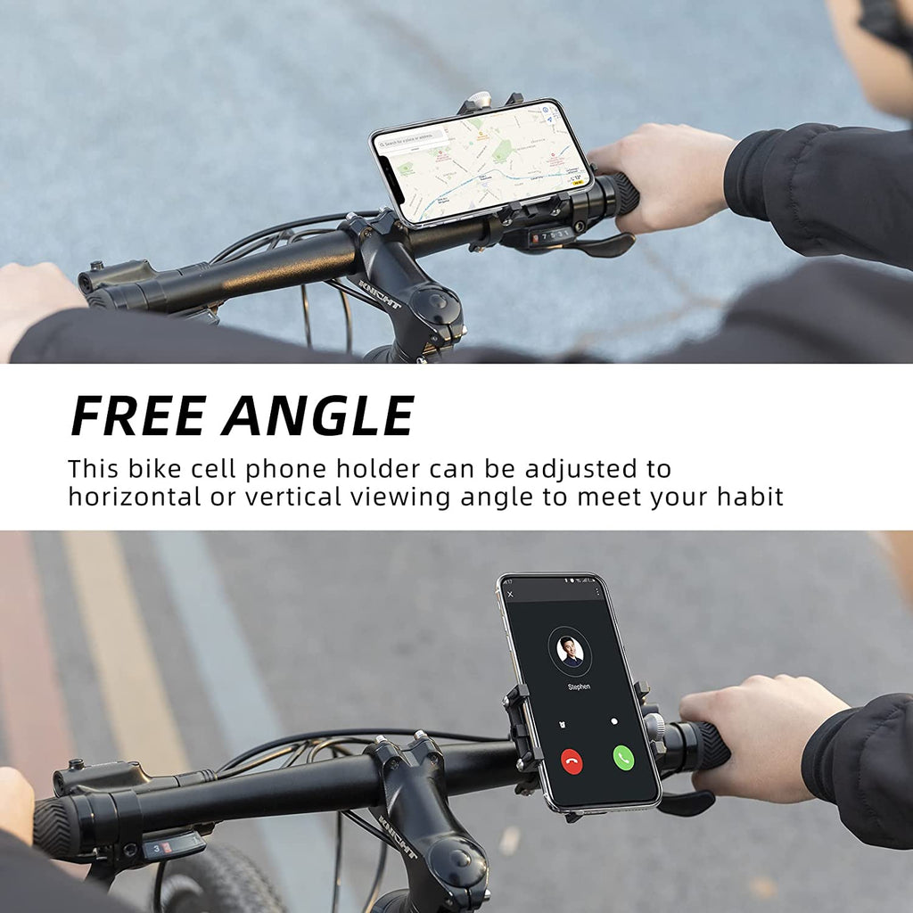 Premium Motorcycle Phone Mount with 5-Claw Lock Anti-Shake Design, Aluminum Alloy Construction, 360° Rotatable, Silicone Padded Grip, Compatible with 4.7" to 7" Smartphones (Width up to 95mm/3.7 inches)
