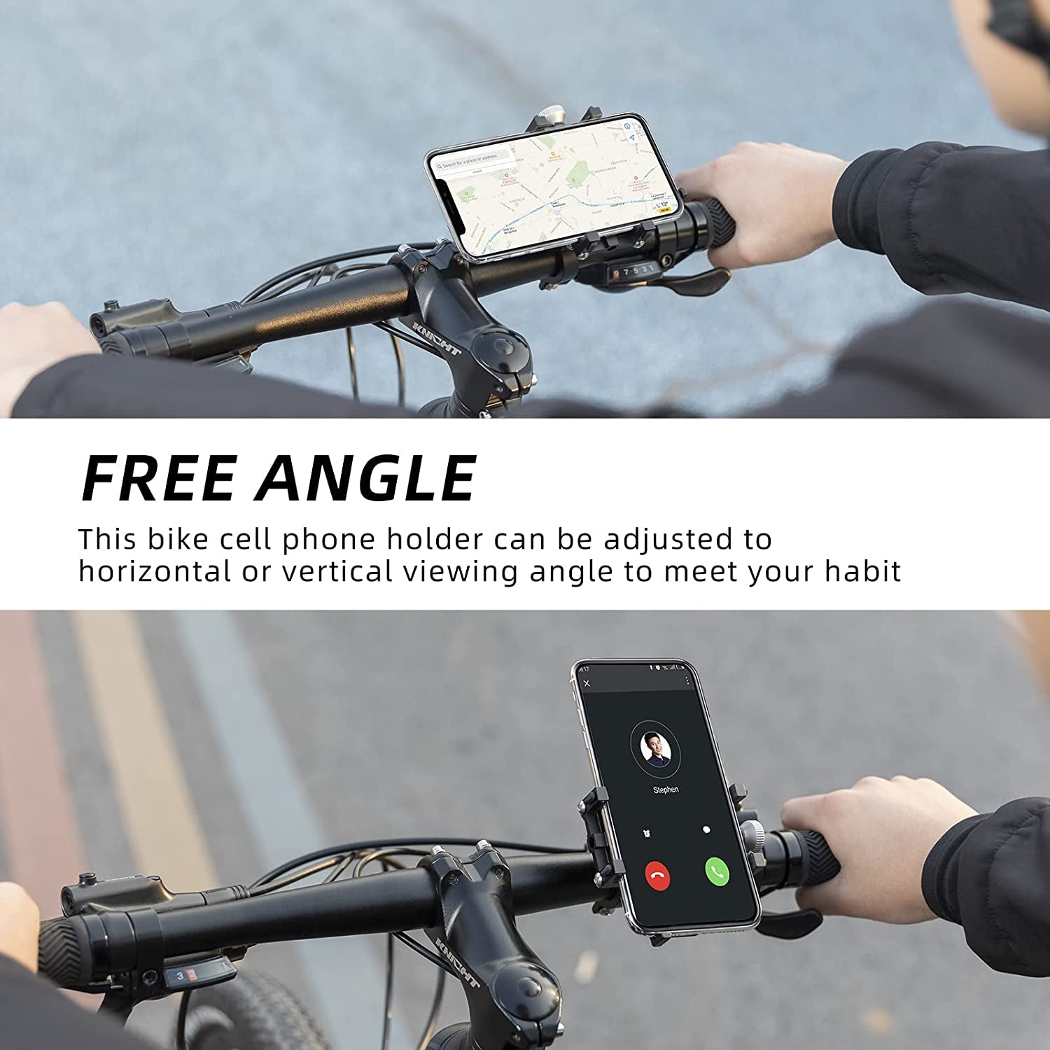 Premium Motorcycle Phone Mount with 5-Claw Lock Anti-Shake Design, Aluminum Alloy Construction, 360° Rotatable, Silicone Padded Grip, Compatible with 4.7" to 7" Smartphones (Width up to 95mm/3.7 inches)