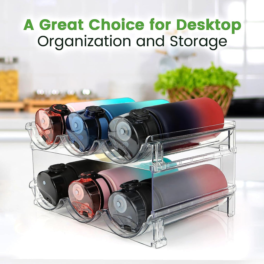 Water Bottle Cabinet Organizer Set - Stackable Storage Racks for Efficient Water Bottle Management (2 Packs)