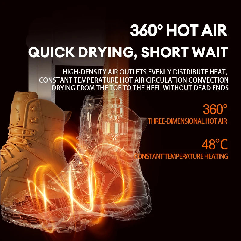 Portable Electric Shoe and Boot Dryer with 180° Folding Design and Smart Display for Footwear, Gloves, Hats, Socks, and Ski Boots
