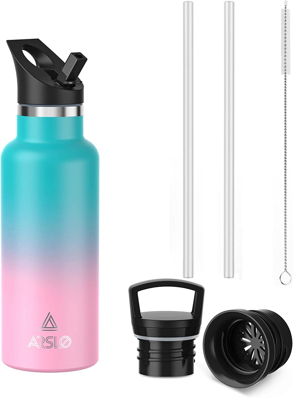 Premium Stainless Steel Double Wall Vacuum Insulated Water Bottle with Straw Lid - Keeps Beverages Cold for 24 Hours and Hot for 12 Hours, Ideal for Hiking and Sports Activities