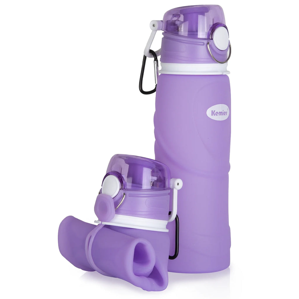 Collapsible Silicone Water Bottle - 750ml, Medical Grade, BPA-Free, Roll-Up Design, 26oz, Leak-Proof, Foldable for Sports and Outdoor Use