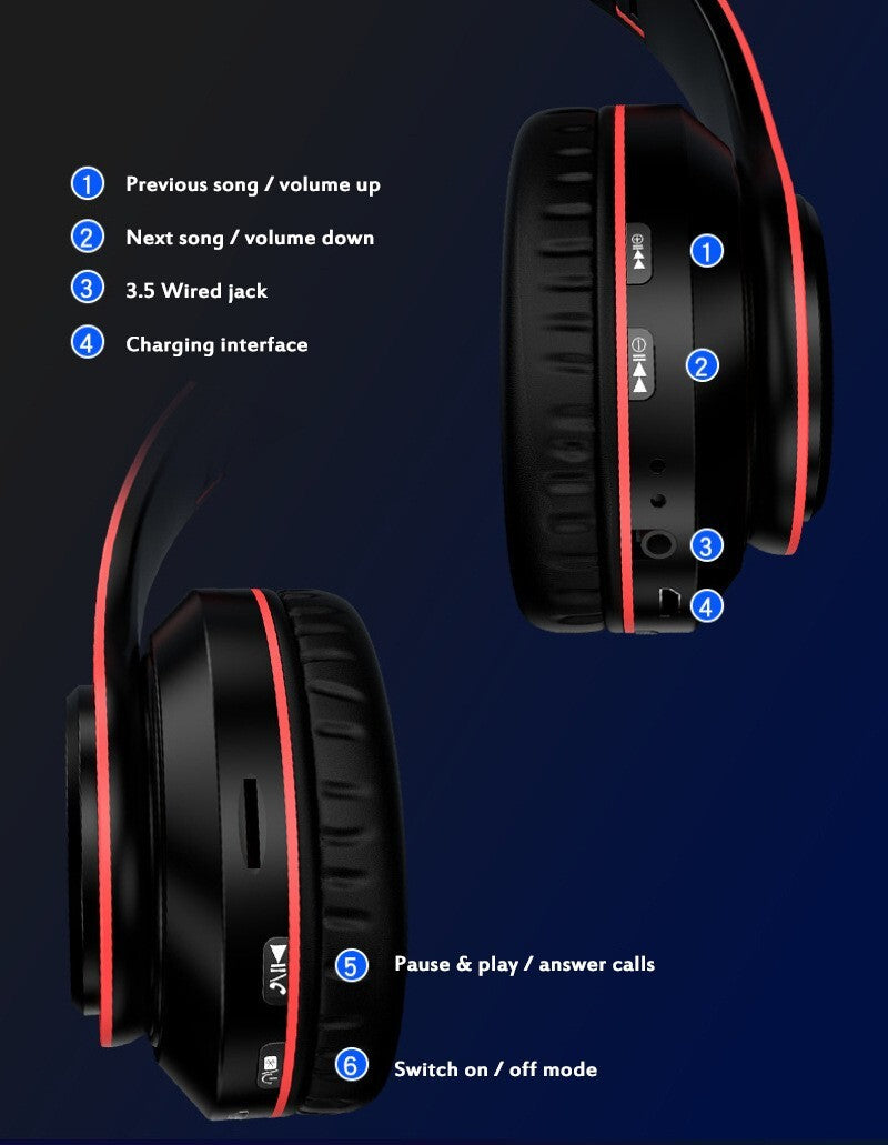 Premium Wireless Bluetooth Headphones with Super Bass, Foldable Design, and Integrated Microphone