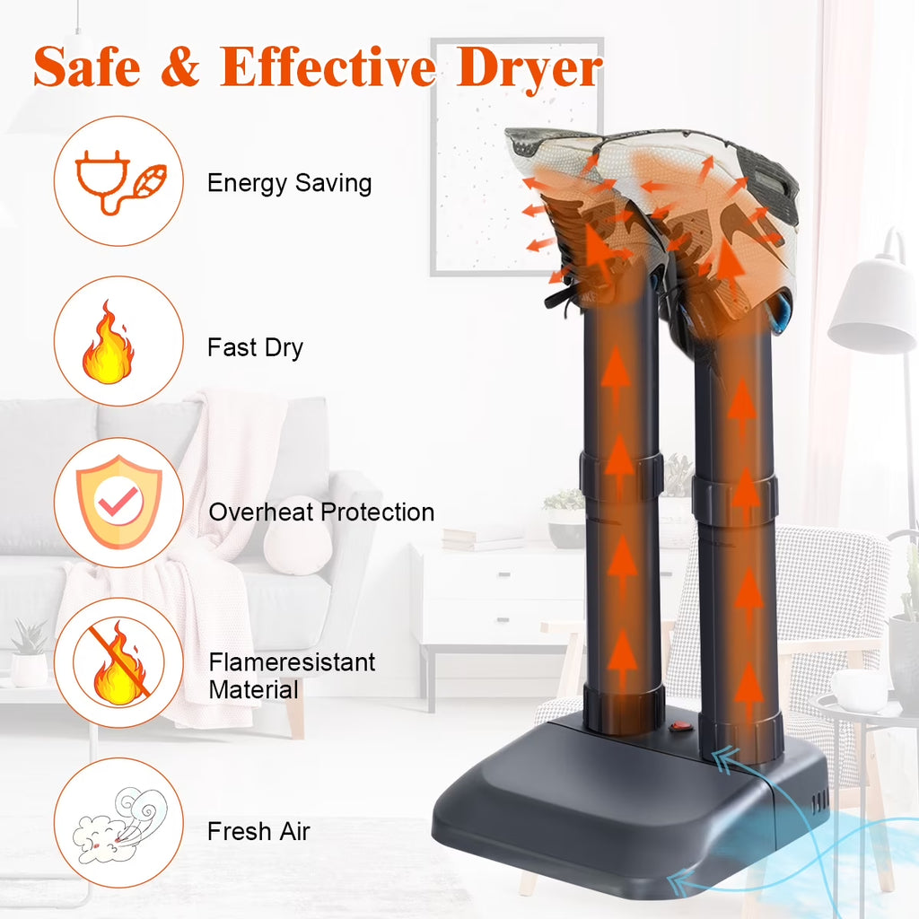 Electric Shoe Dryer and Boot Warmer, Mixed Black and Grey, 30.4 Oz