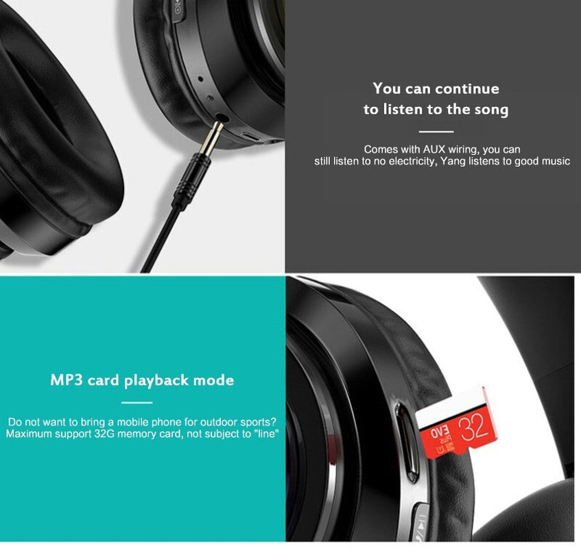 Premium Wireless Bluetooth Headphones with Super Bass, Foldable Design, and Integrated Microphone
