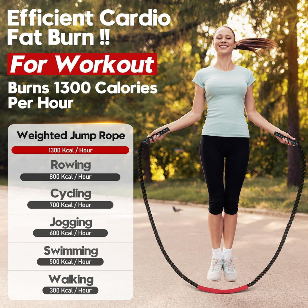 Weighted Jump Rope for Adults - 3Lb, 4Lb, and 5Lb Options for Enhanced Fitness and Strength Training at Home