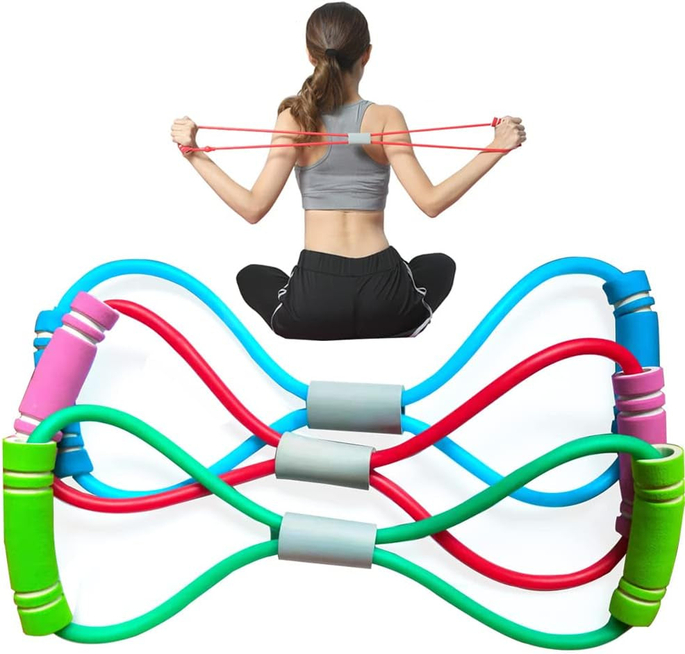 Professional Resistance Bands - Figure 8 Shape for Strength Training, Yoga, and Fitness Exercises for Arms and Chest