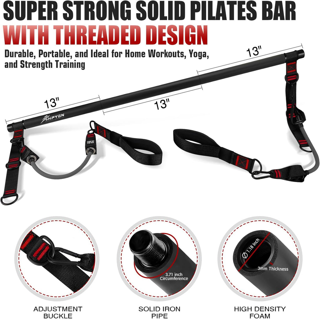 Multifunctional Pilates Bar Kit with Resistance Bands for Strength Training - Portable Home Gym Equipment for Comprehensive Fitness Workouts