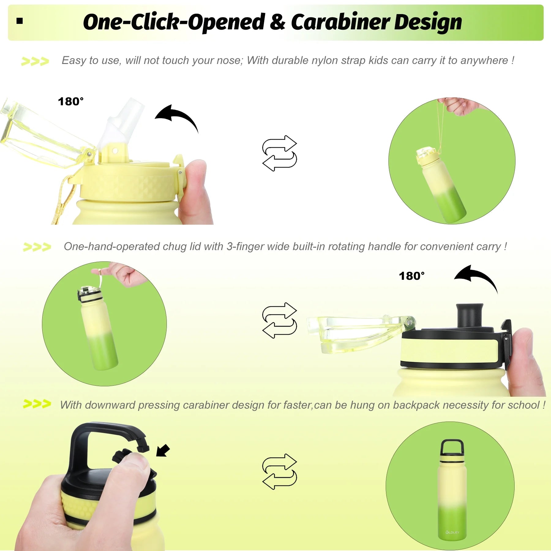 20 oz Insulated Water Bottle with Triple Lid - Leakproof and Durable Design