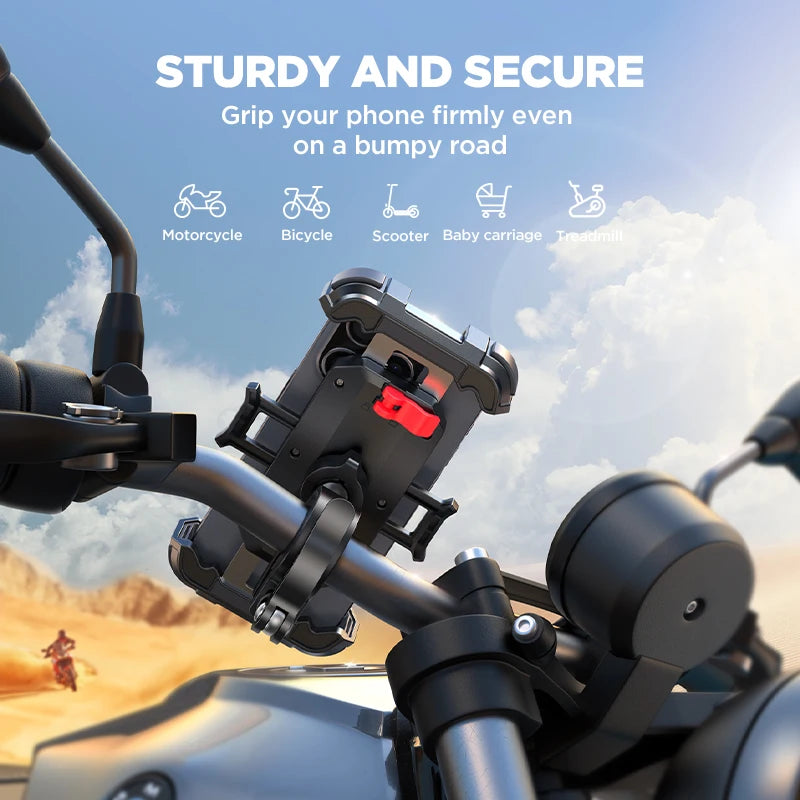 Joyroom Ultra-Stable Motorcycle Phone Mount - Premium Bicycle Handlebar Clamp for Cell Phones and Scooters