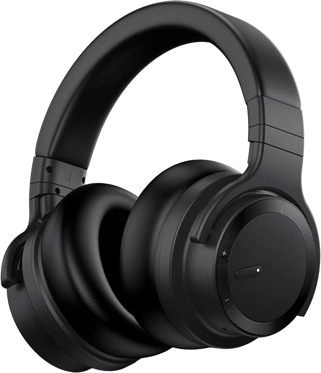Active Noise Cancelling Wireless Bluetooth Over-Ear Headphones with Microphone, Deep Bass, Comfortable Protein Earpads, 30 Hours Playtime, Ideal for Travel and Work - Black