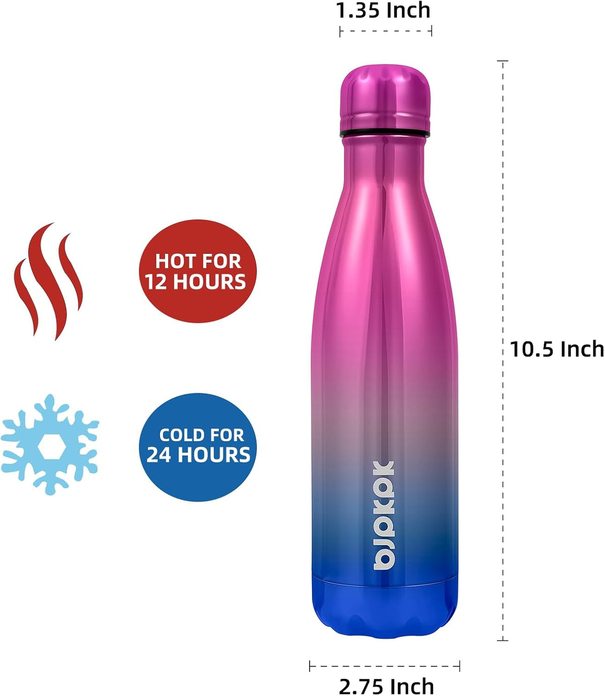 17 oz Stainless Steel Insulated Water Bottle - Leak-Proof Design