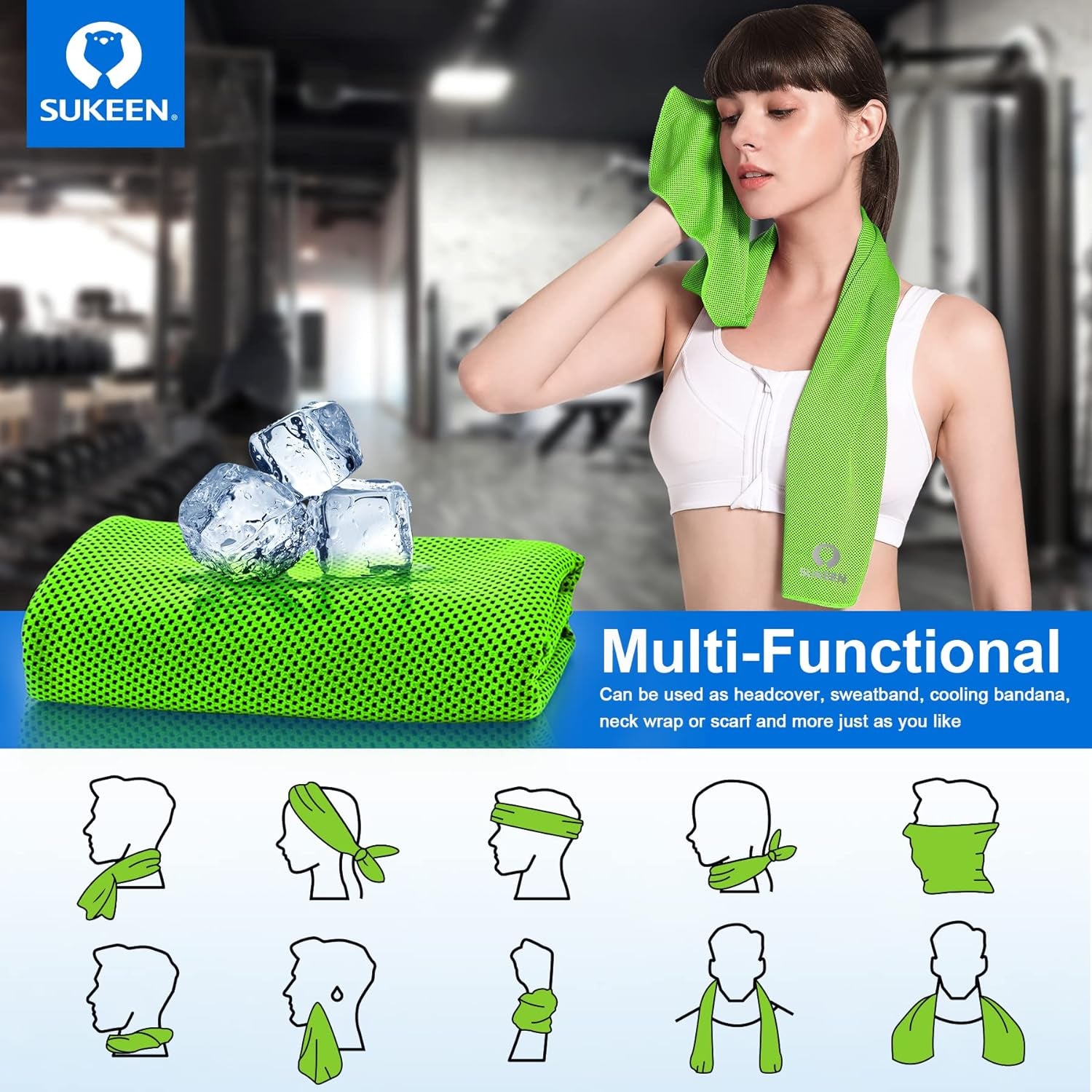 Stay Cool Anywhere: 4 Pack of Premium Microfiber Cooling Towels (40" x 12") - Perfect for Yoga, Sports, Gym, and Outdoor Activities!