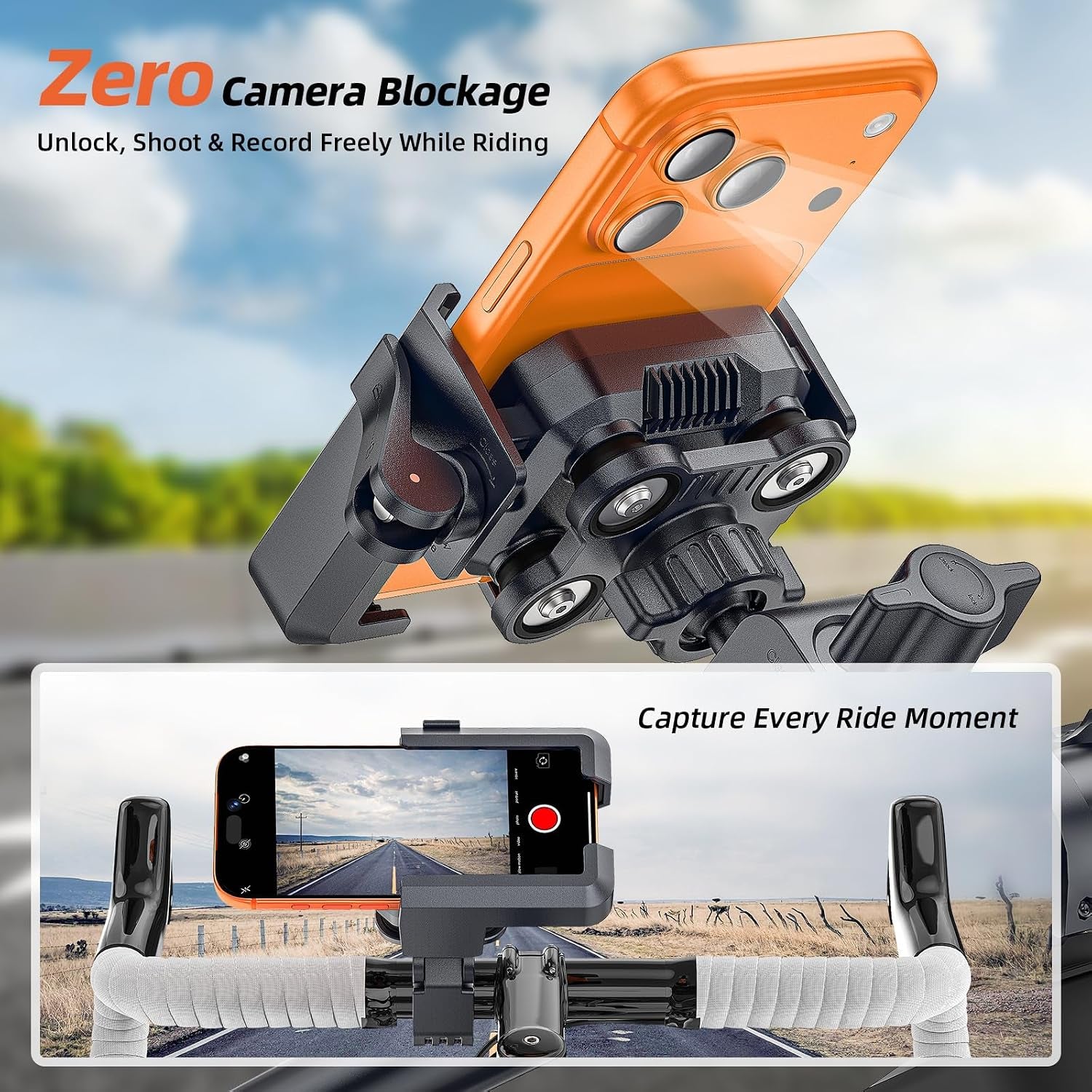 Anti-Vibration Motorcycle Phone Mount - Shockproof Handlebar Holder for E-Bikes, Electric Scooters, and Bicycles, Compatible with 4.7-7 Inch Phones