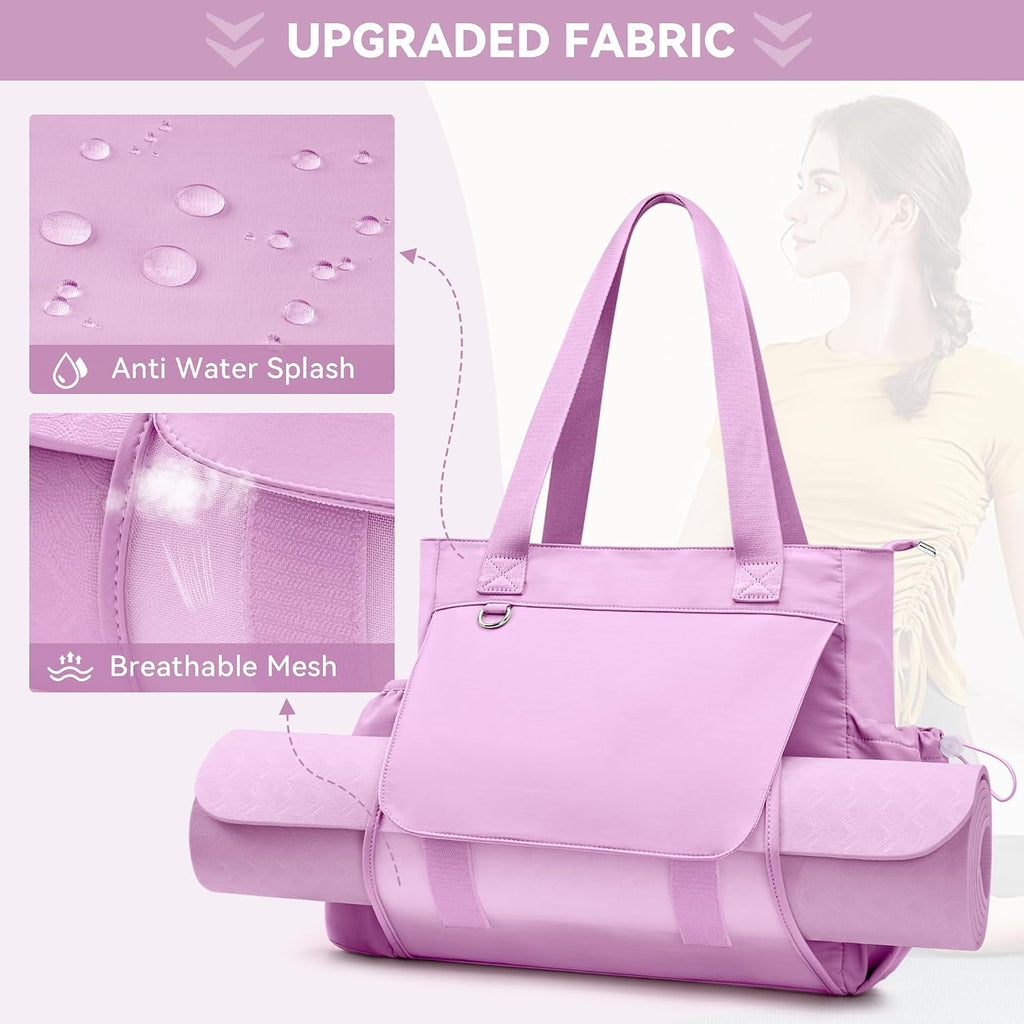 WLLWOO Women's Thick Yoga Mat Bag with Breathable Mesh and Wet Pocket Gym Tote