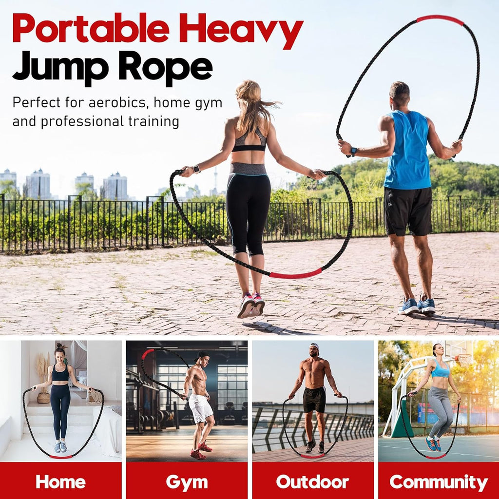 Weighted Jump Rope for Adults - 3Lb, 4Lb, and 5Lb Options for Enhanced Fitness and Strength Training at Home
