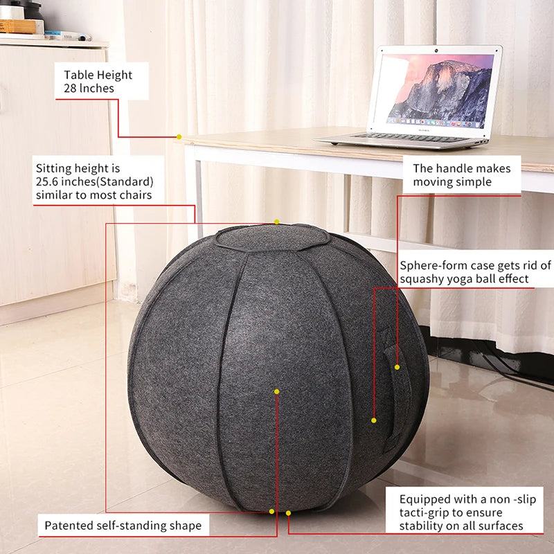 Linen Yoga Ball Cover and 65Cm Yoga Ball with Pump for Home Gym, Pilates, and Fitness Training