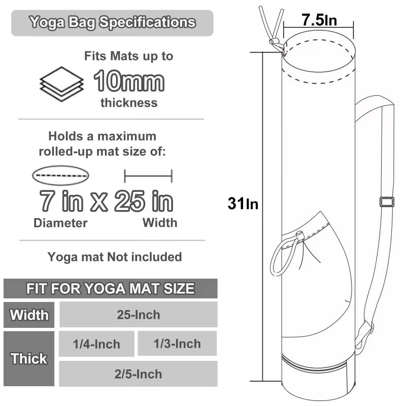 Versatile Yoga Mat Carrier with Water Bottle Pocket and Wet Storage for Gym, Pilates, and Fitness