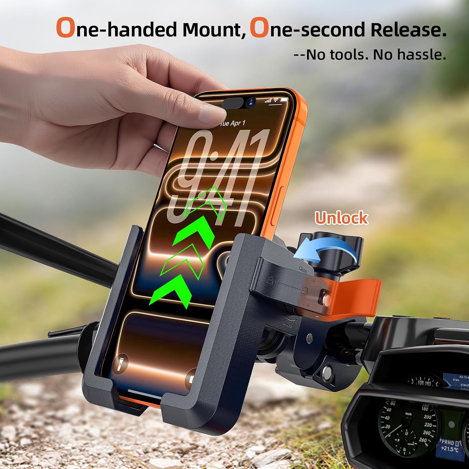 Anti-Vibration Motorcycle Phone Mount - Shockproof Handlebar Holder for E-Bikes, Electric Scooters, and Bicycles, Compatible with 4.7-7 Inch Phones