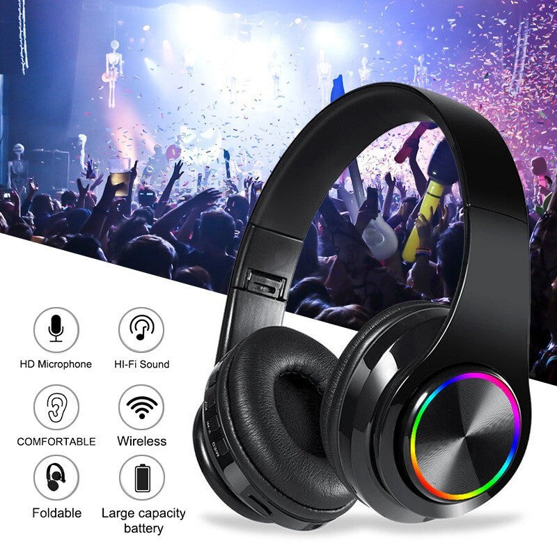 Premium Wireless Bluetooth Headphones with Super Bass, Foldable Design, and Integrated Microphone