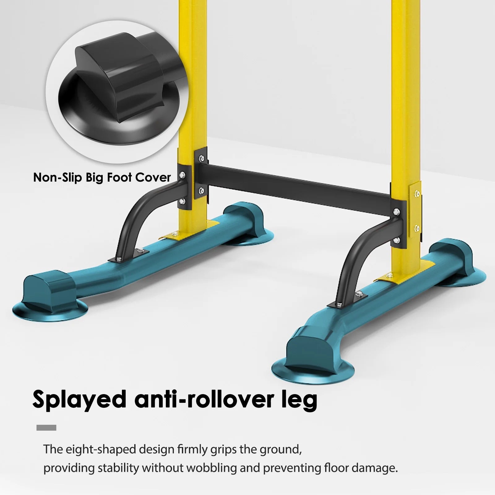 Height Adjustable Power Tower with Dip Stands and Pull-Up Bar for Home Gym - Yellow