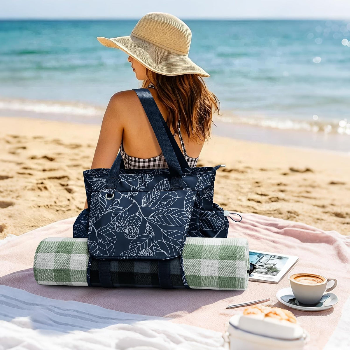 WLLWOO Women's Thick Yoga Mat Bag - Breathable Mesh Tote with Wet Pocket