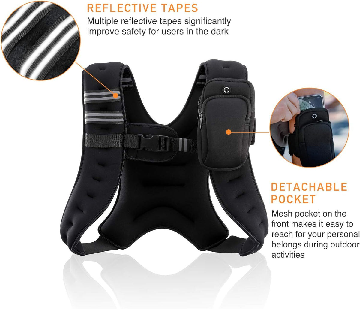 ZELUS Adjustable Weighted Vest - Available in 6 lbs, 8 lbs, and 12 lbs