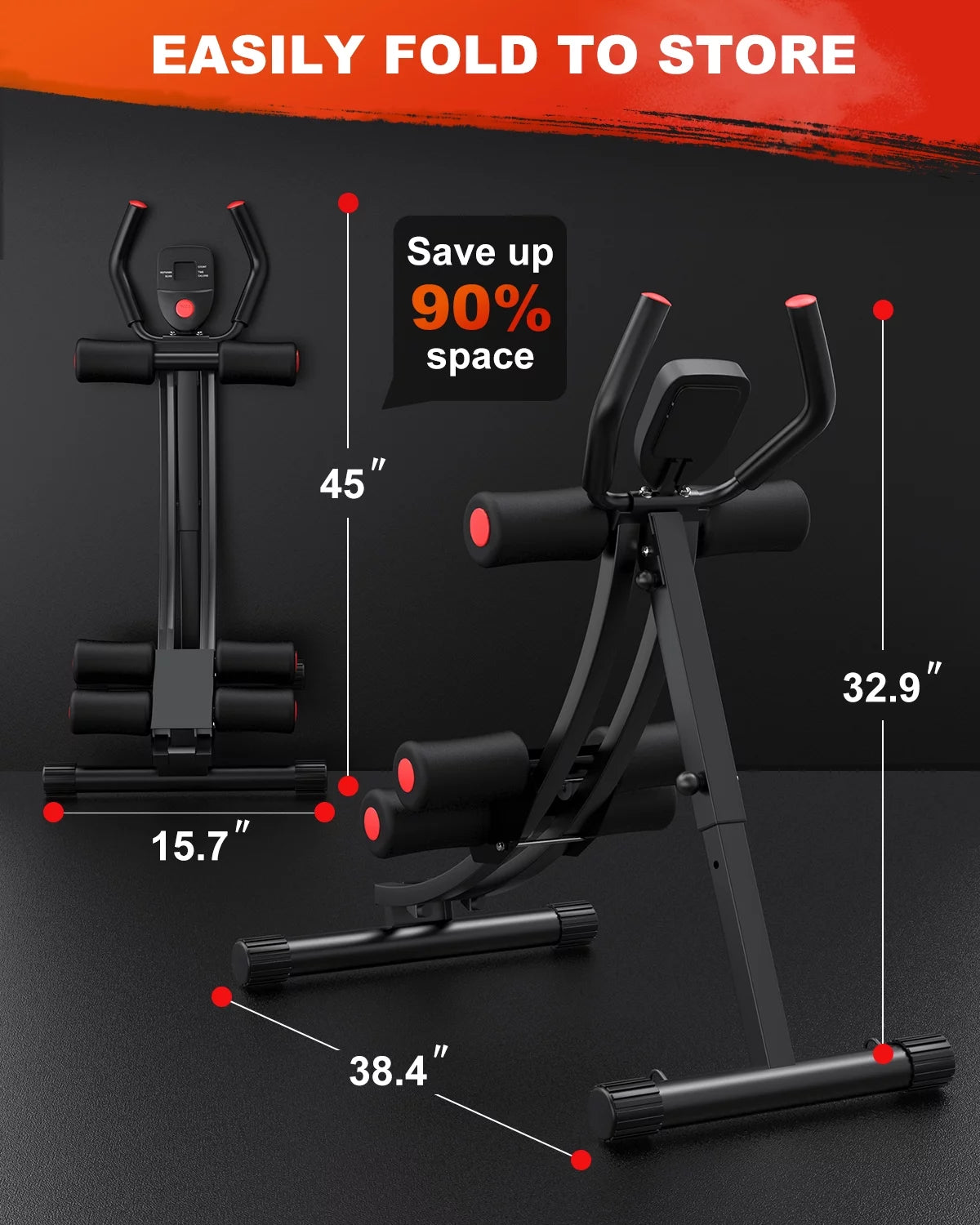Foldable Ab Machine - Core and Abdominal Trainer for Home Gym, Supports Up to 440 lbs, Equipped with LCD Display