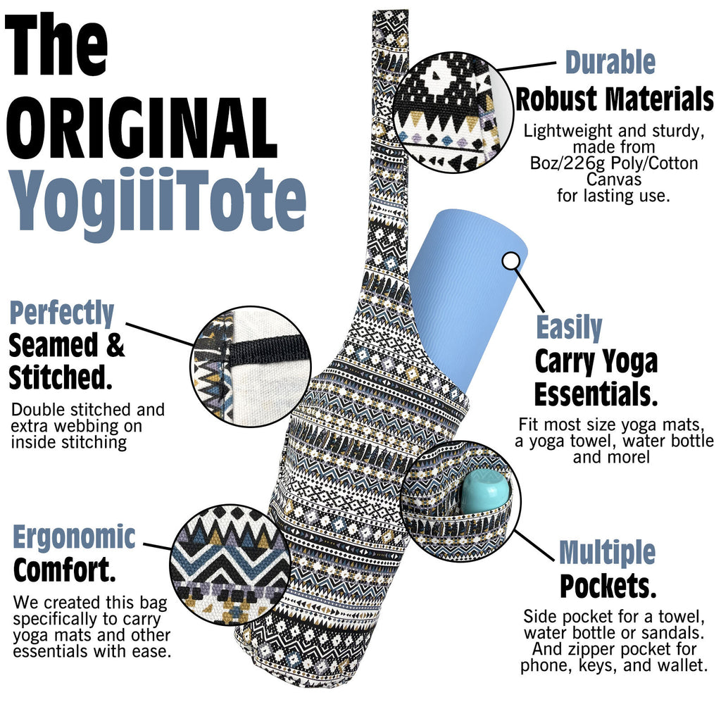 Yoga Mat Carrier Bag with Large Side Pocket and Long Strap - Fits Most Sizes