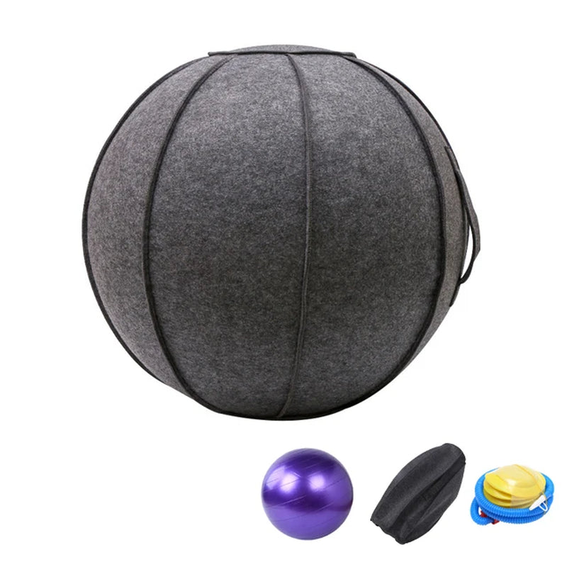 Linen Yoga Ball Cover and 65Cm Yoga Ball with Pump for Home Gym, Pilates, and Fitness Training
