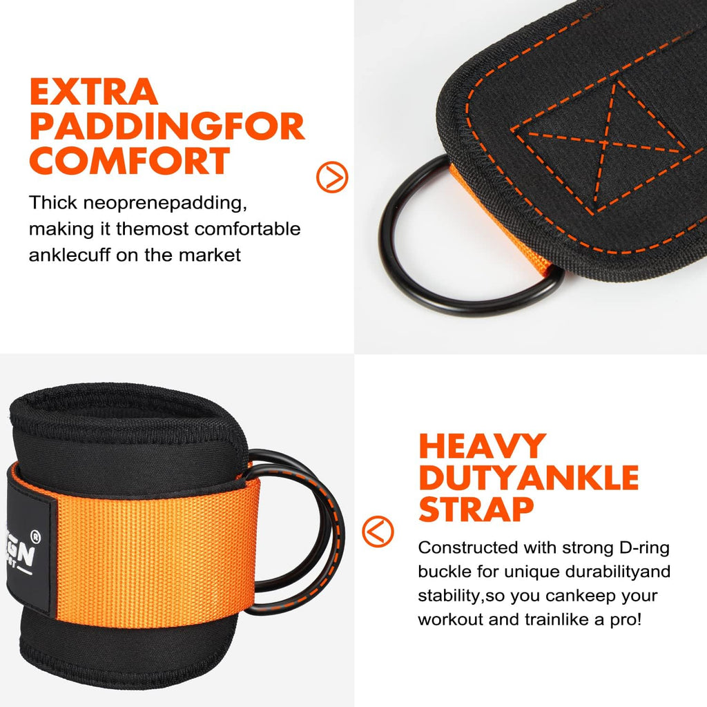 Ankle Resistance Bands with Cuffs - Complete Set for Physical Therapy, Strength Training, Yoga, Pilates, Stretching, and Glute Activation Exercises