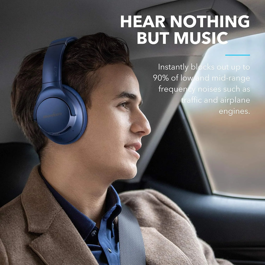 Anker Life Q20 Over-Ear Bluetooth Noise Cancelling Headphones with 60 Hours Playtime, Hi-Res Audio, Deep Bass, and Memory Foam for Travel and Office Use