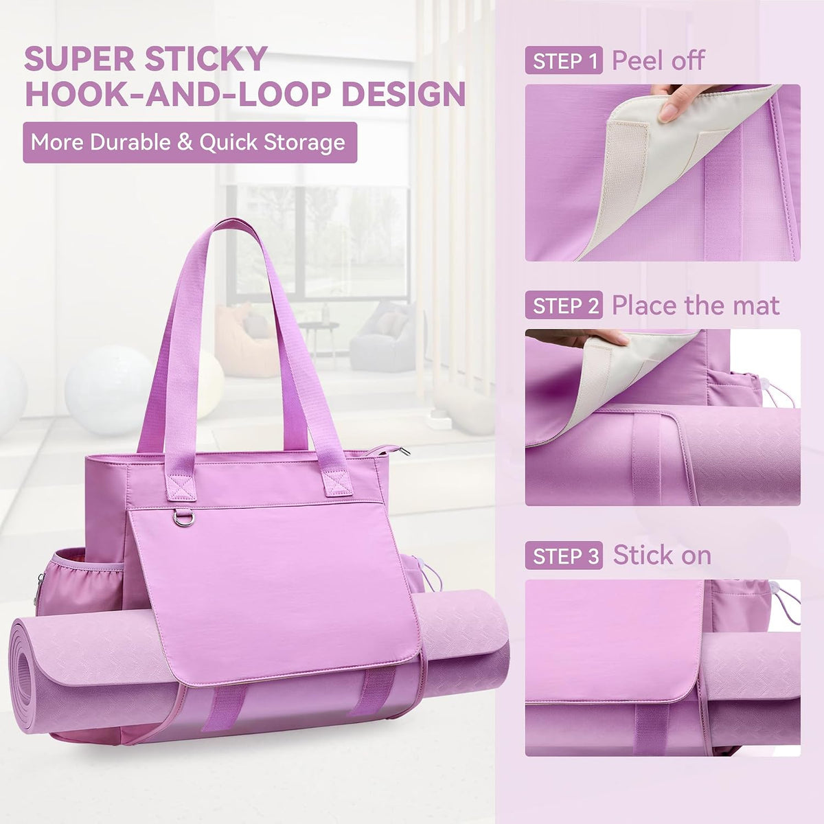 WLLWOO Women's Thick Yoga Mat Bag with Breathable Mesh and Wet Pocket Gym Tote