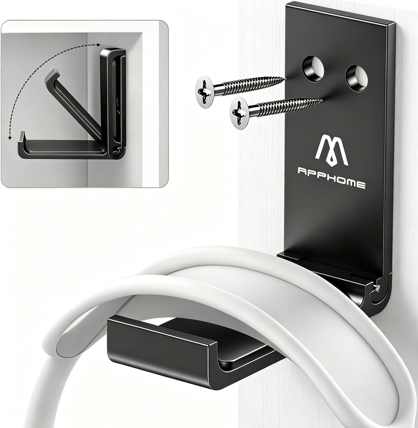 Foldable Aluminum Headphone Stand and Headset Holder Mount with No-Scratch Silicone Pad, Strong Adhesive Gaming Headset Hanger for PC, Home, and Office Use