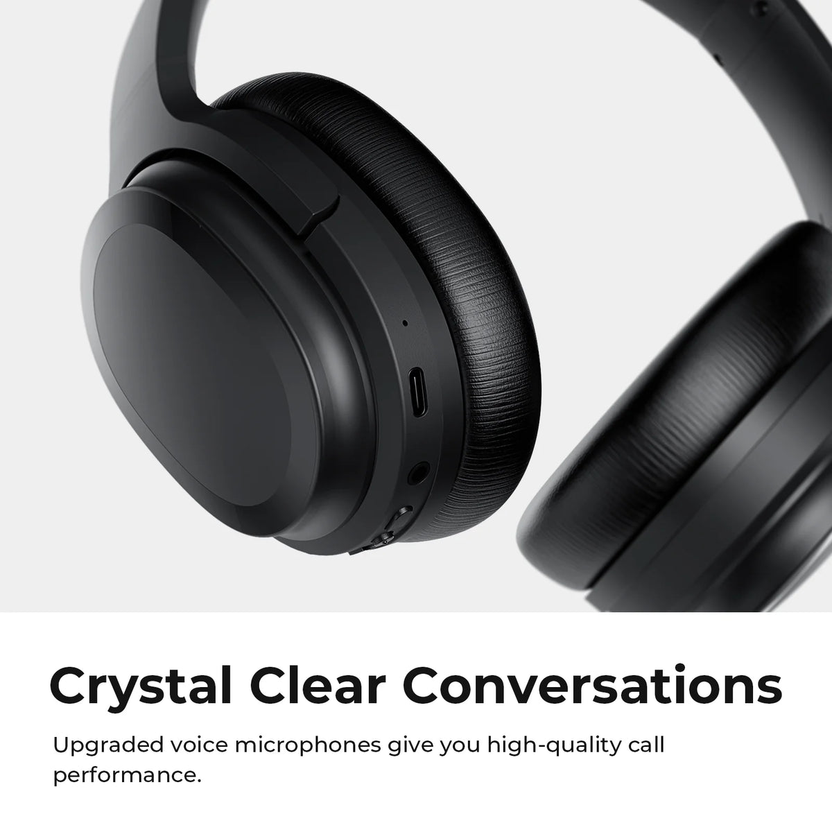 Premium Active Noise Cancelling Bluetooth Headphones with Microphone, Over-Ear Design, Comfortable Protein Earpads, 30 Hours Playtime, Foldable for Travel and Work - Black