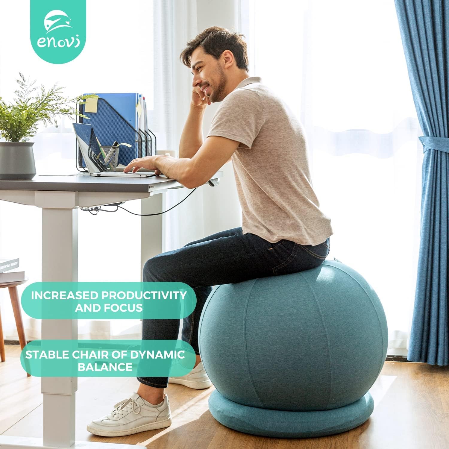 Probalanceω Yoga Ball Chair with Slipcover and Base for Home Office, Pregnancy, and Stability Support - Available in Multiple Colors and Sizes to Alleviate Back Pain