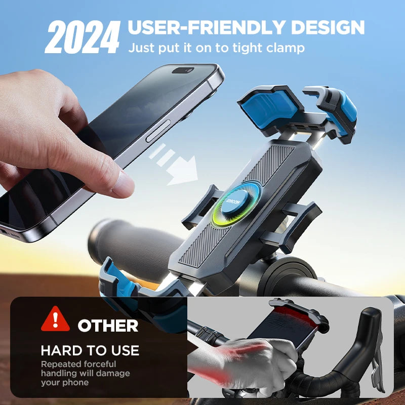 Joyroom Ultra-Stable Motorcycle and Bicycle Phone Mount - Premium Handlebar Clamp for Scooters and Bikes