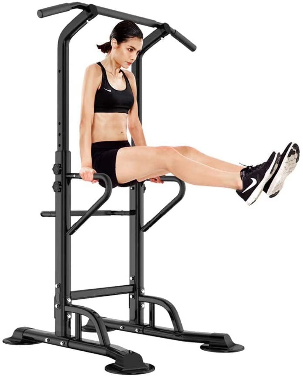Multi-Function Power Tower Dip Station and Pull-Up Bar for Strength Training - Home and Office Gym Equipment, Black, 330 lbs Capacity