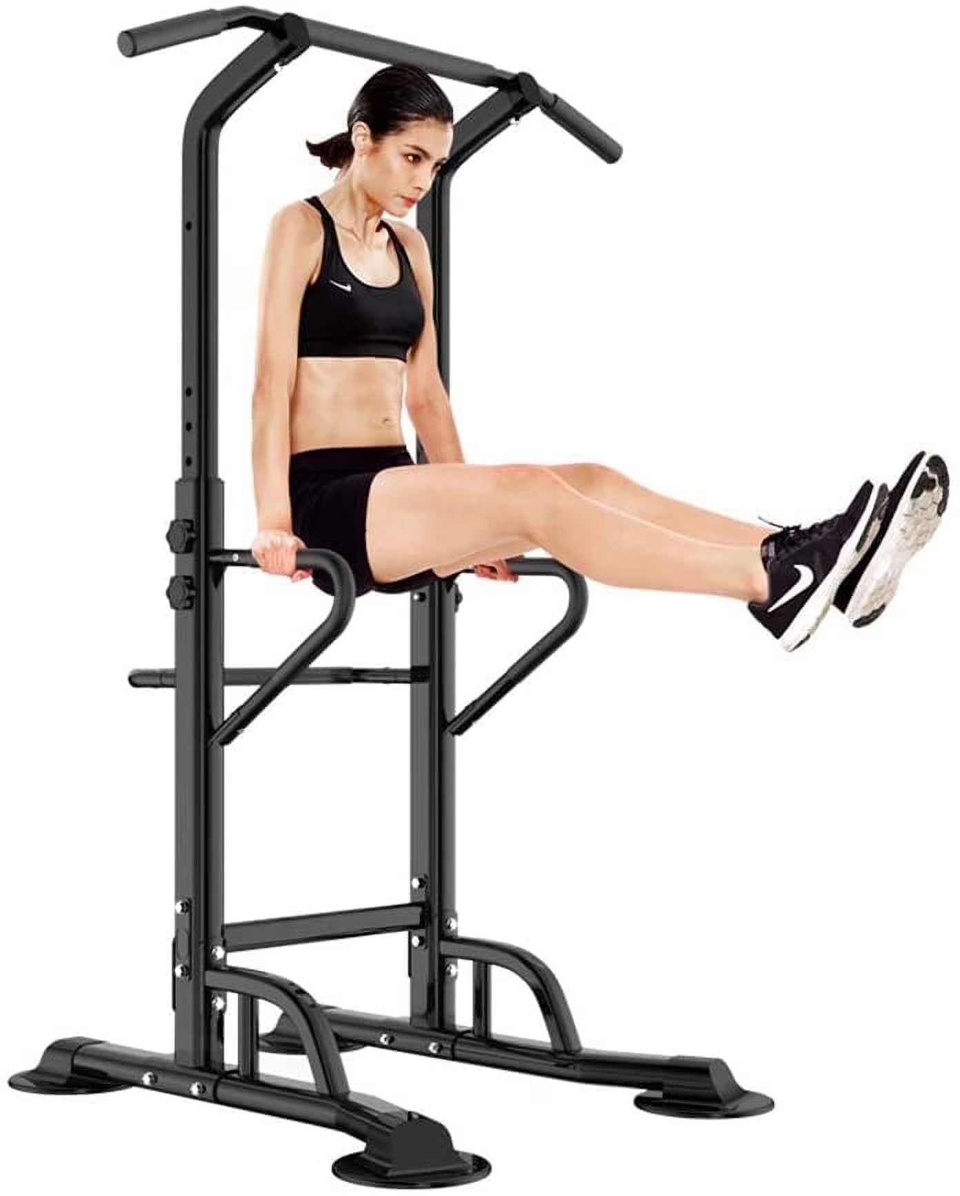 Multi-Function Power Tower Dip Station and Pull-Up Bar for Strength Training - Home and Office Gym Equipment, Black, 330 lbs Capacity