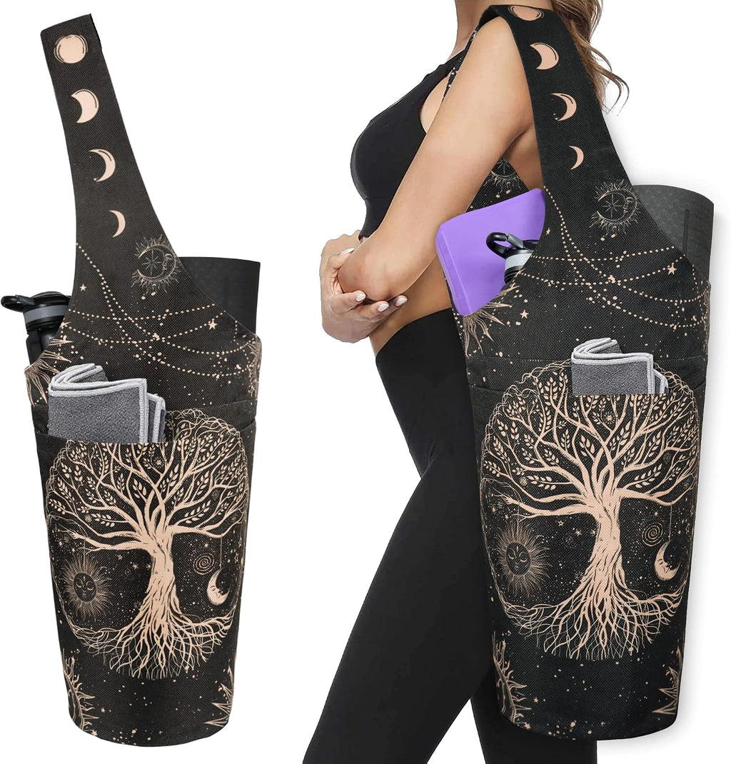 Yoga Mat Carrier Tote with Pockets - Accommodates Various Mat Sizes and Accessories