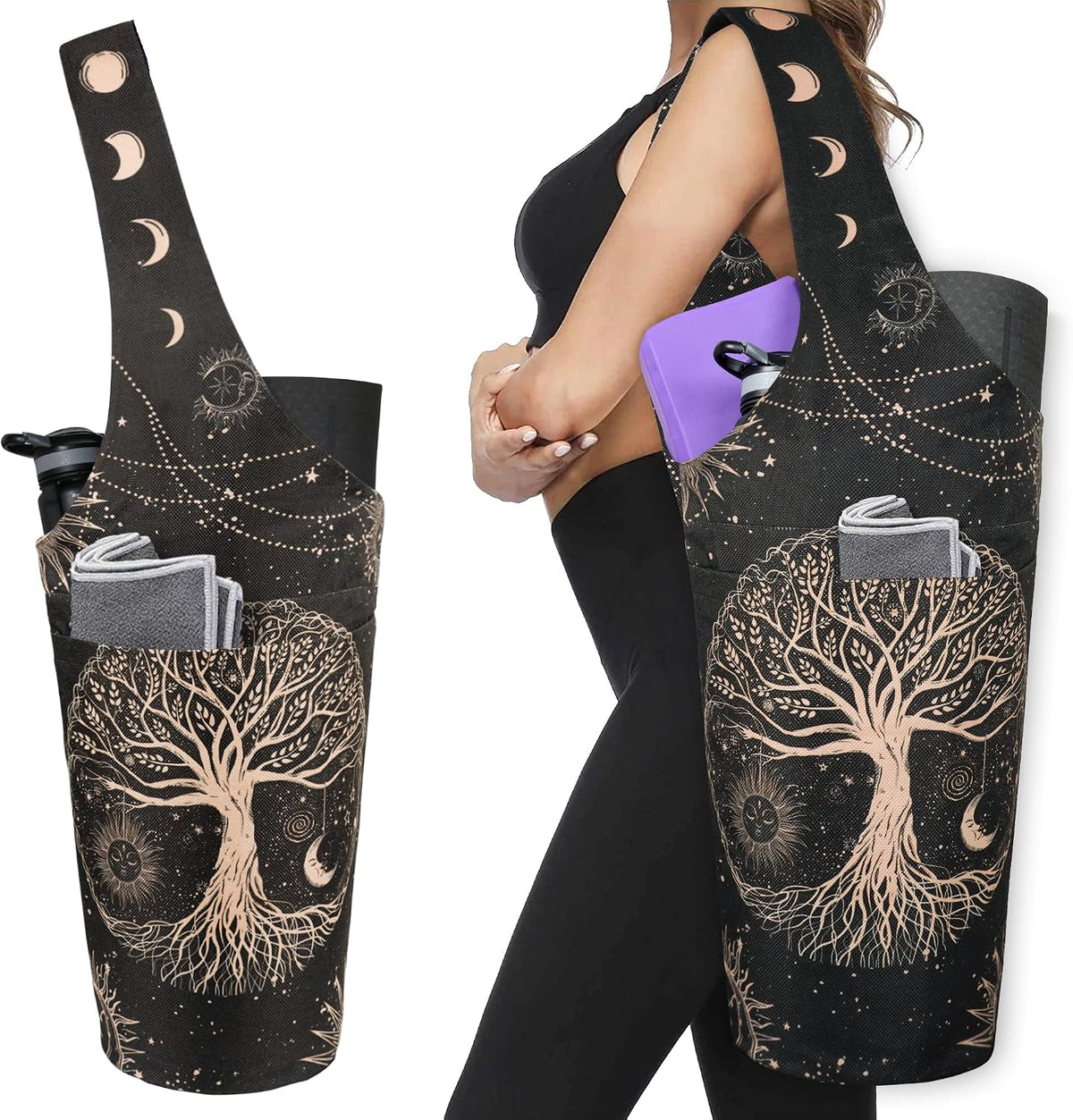 Yoga Mat Carrier Tote with Pockets - Accommodates Various Mat Sizes and Accessories