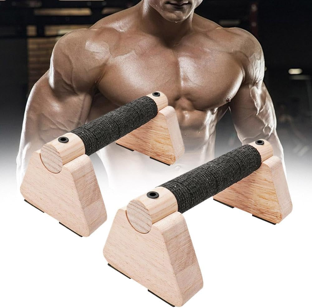 Wooden Push-Up Bars Set (2 PCS) with Non-Slip Base for Home Workouts - Ideal for Calisthenics, Aerobics, and Upper Body Strength Training for All Fitness Levels