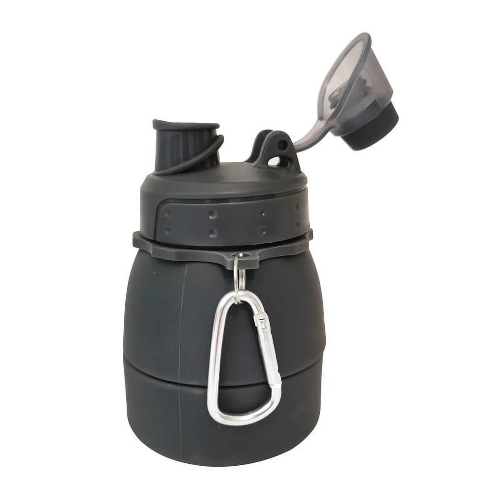 Leak-Proof Collapsible Water Bottle with Twist Cap - BPA-Free, Safe for Gym, Camping, School, and Travel - Black