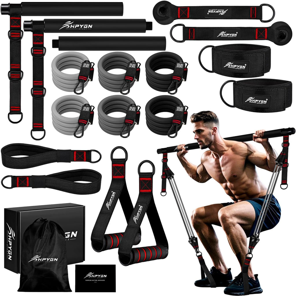 Multifunctional Pilates Bar Kit with Resistance Bands for Strength Training - Portable Home Gym Equipment for Comprehensive Fitness Workouts