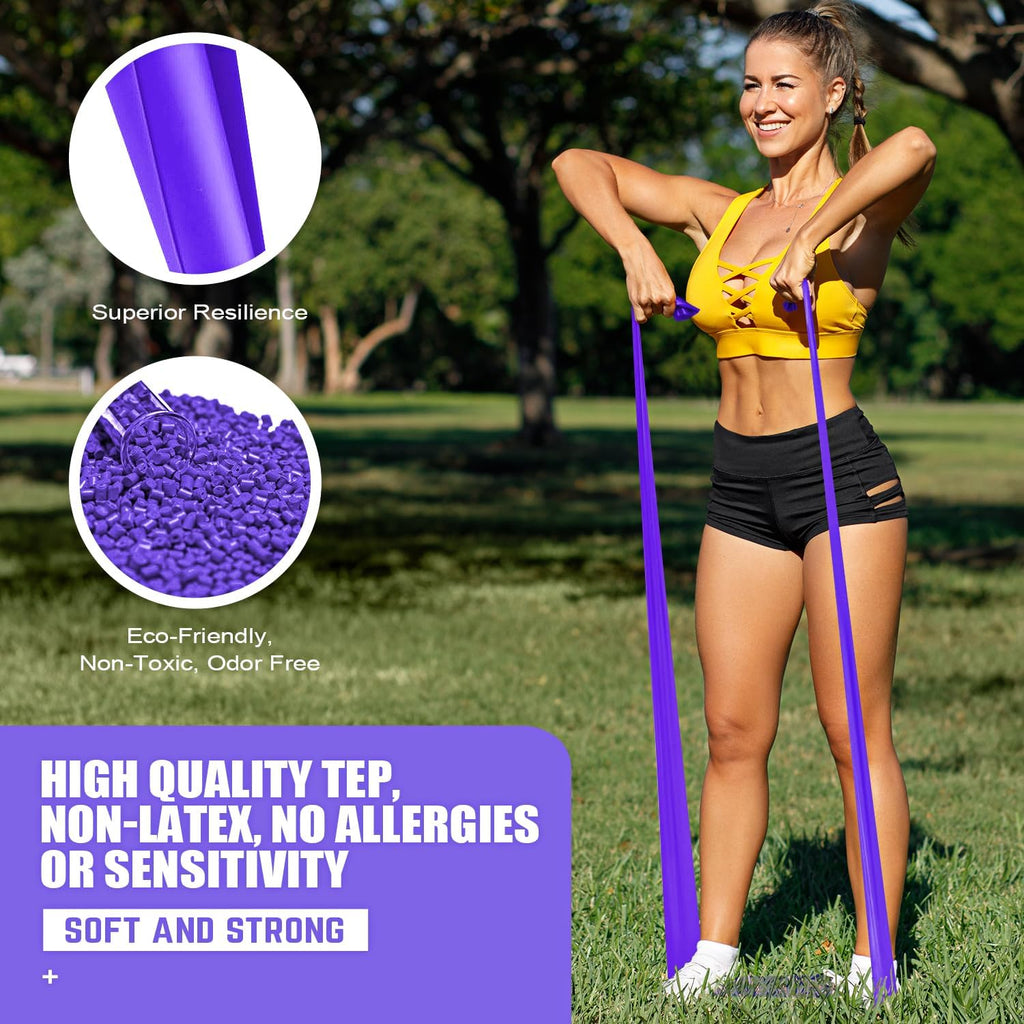 Three-Tier Non-Latex Resistance Bands for Physical Therapy and Yoga - Professional Set for Strength Training, Pilates, and Rehabilitation - TPE Elastic Stretch Bands for Seniors and Women