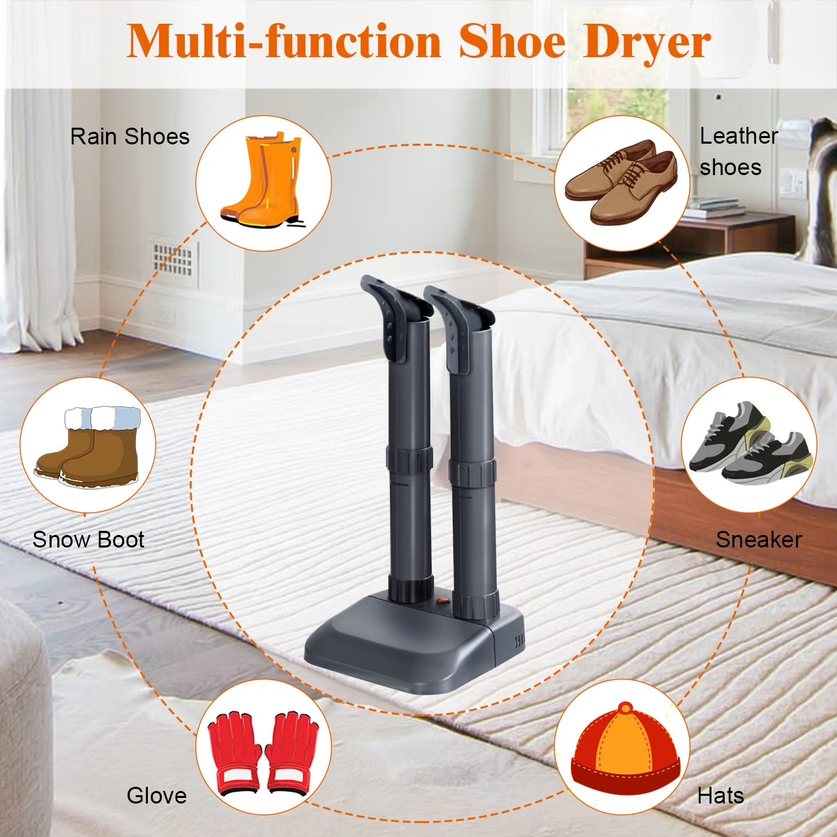 Electric Shoe Dryer and Boot Warmer, Mixed Black and Grey, 30.4 Oz