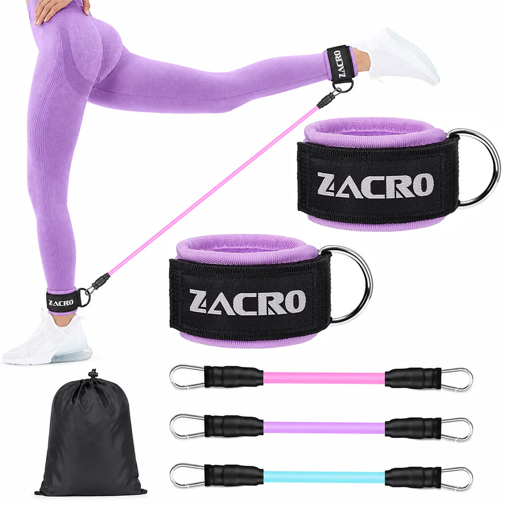 Ankle Resistance Bands Set - 3-Level Adjustable Tube Bands with Cuffs for Leg and Glute Workouts, Ideal for Home Gym Fitness Training for Men and Women