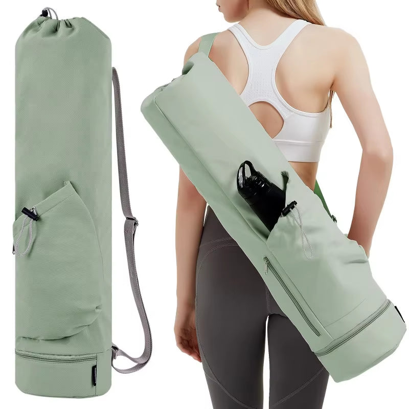 Versatile Yoga Mat Carrier with Water Bottle Pocket and Wet Storage for Gym, Pilates, and Fitness
