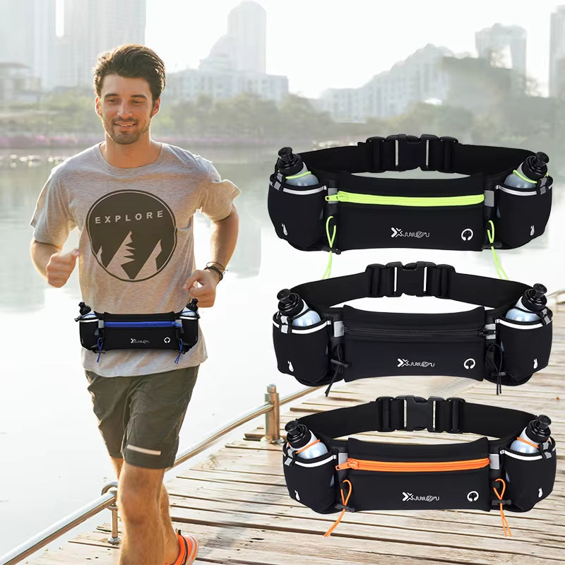 Marathon Trail Running Waist Pack for Men and Women - Dual Pocket Fanny Pack for Phone and Water Bottle Fitness Belt